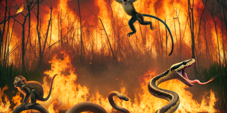Incendiile devastare zone umede din Brazilia serpi si maimute mistuite de flacari