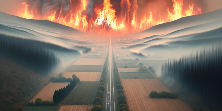 Incendiu puternic de vegetatie in Dolj aproape de DN 6