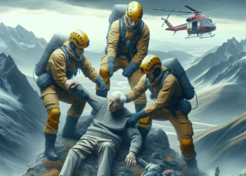 Salvamontistii salveaza barbatul de 70 de ani blocat