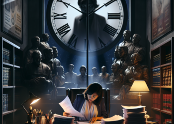 Un lider de partid pregateste un discurs la 2100