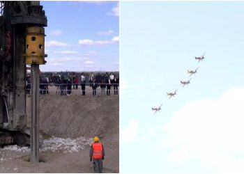 Podul de flori peste Prut survolat de avioane