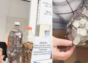 Un barbat din Craiova a venit sa si plateasca taxele cu 3 kg de monede aduse in sticle de plastic