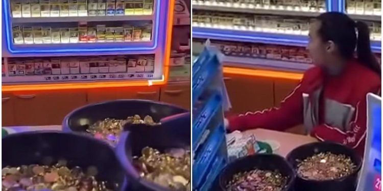 Imagini de la un protest original la o benzinarie din Bacau a incercat sa plateasca plinul cu trei galeti